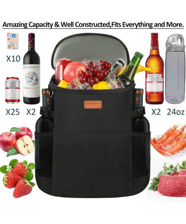 Camping Cooler Backpack - 30 Can Insulated Leak Proof Soft Cooler Bag - Waterproof Travel Lunch Picnic Beach Work Trip Thermal Cooler - Black - Buy Online on GoSupps.com