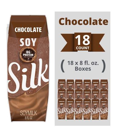 Chocolate Silk Shelf-Stable Soy Milk Singles - 8 Fl oz (Pack of 18) | Dairy-Free, Vegan, Non-GMO Project Verified - Buy Online on GoSupps.com