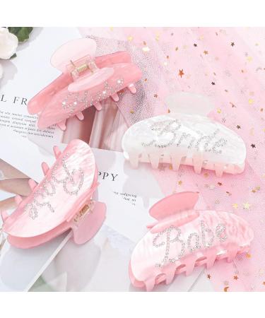 Bride Claw Clip Set - 8 Pcs Acrylic Rhinestone Hair Clips for Bachelorette Party Decorations and Wedding Gift - Buy Online on GoSupps.com