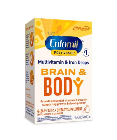 Enfamil Baby Vitamins Enfamil Poly-Vi-Sol 8 Multi-Vitamins & Iron Supplement Drops for Infants & Toddlers, Supports Growth & Development, 50 mL Dropper Bottle Poly-Vi-Sol with Iron