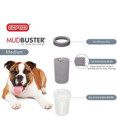 Dexas MudBuster Portable Dog Paw Washer - Light Gray Medium Size | Paw Cleaner for Dogs - Buy Online on GoSupps.com