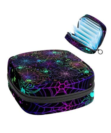Sanitary Napkin Storage Bag Portable Period Bag for Women Teen Girls Halloween Pattern Menstrual Cup Pouch Nursing Pad Holder (Multicolor) Color 2