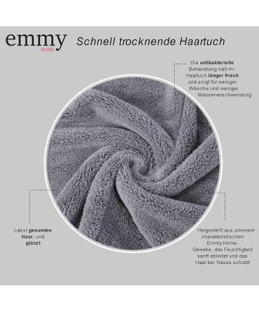 Buy Emmy Home Haarurban - 100% Cotton Quick-Drying Turban Towels (2-Pack) for Long Hair - Perfect Hair Dryer Caps in Anthracite - Buy Online on GoSupps.com