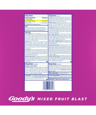 Goody's Pain Relief Powders Extra Strength Headache Powder Mixed Fruit Blast 24 ct (Pack of 1) 24 Count (Pack of 1) Mixed Fruit Powders - Buy Online on GoSupps.com