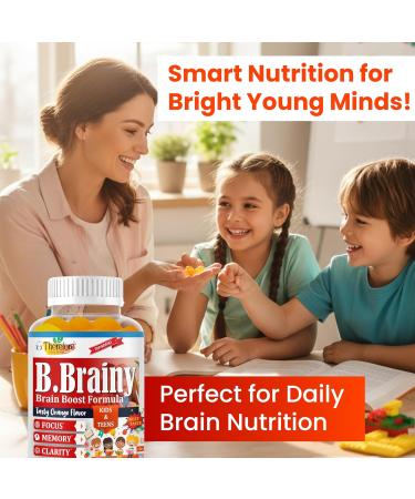 B.Brainy Focus Gummies for Kids & Teens Kids Focus and Attention Supplements Brain Focus Vitamins Vegan Omega 3 EPA/DHA Support Memory Clarity Concentration Low Sugar 60 Gummies - Buy Online on GoSupps.com