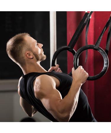 REEHUT Gymnastic Rings Set of 2 with Adjustable Straps and Ebook - Non-Slip Metal Buckles - Ideal for Home Gym Workout, Strength Training, Pull Ups and Dips - Yellow - Buy Online on GoSupps.com