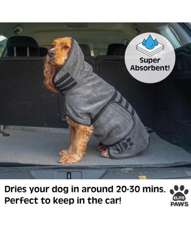 Elite Paws UK Luxury Microfibre Drying Robe for Pets - Super Absorbent Towelling Coat for Quick Drying (M - 40-48cm) - Buy Online on GoSupps.com