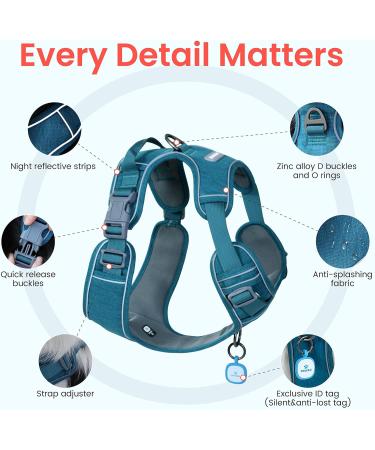 Pawaii XS Dog Harness for Small Dogs - Breathable No-Pull Chest Harness with Handle - Teal Green - Ideal for Anti-Drawing & Comfortable Fit - Buy Online on GoSupps.com