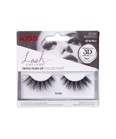Kiss lash couture triple push up collection 1 pair of artificial eyelashes teddy fake lashes with 3D volume animal test-free reusable including eyelash glue black black teddy - Buy Online on GoSupps.com
