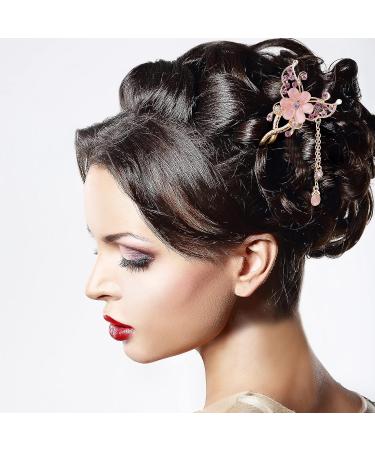 OIIKI Butterfly Flowers Hair Sticks Pins for Buns - 3pcs Chinese Flower Hair Chopsticks Hairpins | Vintage Rhinestone Tassel Hair Accessories - Buy Online on GoSupps.com