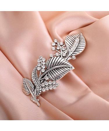 Dreamtimes Oak Leaf Hair Clip Zircon Round Hand Cast Metal Barrette Large Hand Crafted Barrette French Hair Clip Vintage Protection Hair Clip Barrettes Gift for Women Girl (SILVER) - Buy Online on GoSupps.com