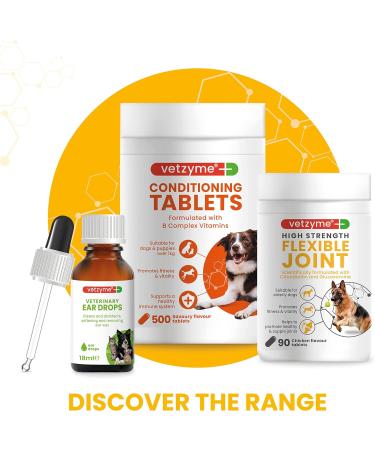 Vetzyme High Strength Flexible Joint Supplements for Senior Dogs (90 Tablets) - Hip and Joint Care with Chondroitin and Glucosamine Tasty Chicken Flavour 90 Count (Pack of 1) - Buy Online on GoSupps.com
