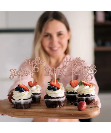 Rose Gold Glitter Sweet 16 Cupcake Toppers - Pack of 24 | 16th Birthday Party Cake Decorations - Buy Online on GoSupps.com