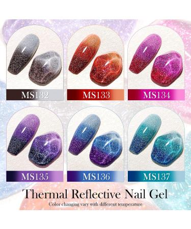 MSRUIOO Color Changing Reflective Gel Nail Polish - Temperature Activated Glitter Polish - Diamond Glitter Silver Pink Purple - Color Changing Gel - Buy Online on GoSupps.com