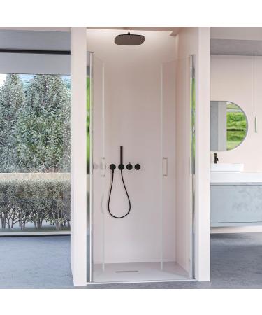 Premium Transparent Glass Shower Door with Two Salon Doors - H195 6mm DOBLA - Ideal for Elegant Bathrooms - Buy Online on GoSupps.com