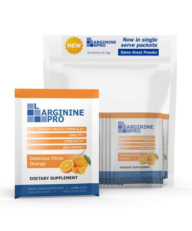 L-arginine Pro Supplement ON-The-GO Single Serve Travel Packets - 5,500mg of L-arginine Plus 1,100mg L-Citrulline (30 Single Packs) Citrus Orange 30 Count (Pack of 1)