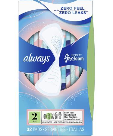 Always Infinity Feminine Pads Size 2 Heavy Flow Absorbency Multipack - 96 Count_Total with FlexFoam and Wings, Unscented - Buy Online on GoSupps.com