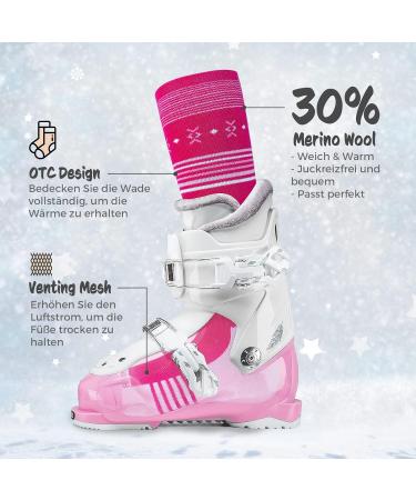 Ski Socks for Children | Merino Wool Knee High & Thick Padded | Warm Compression Outdoor Sports | Perfect Stripes Design | 1 Pair / 2 Pair Options - Buy Online on GoSupps.com