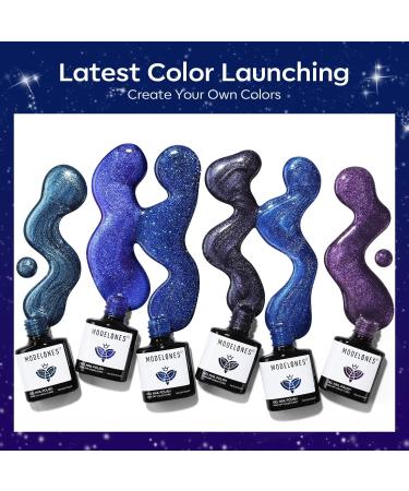 Modelones Gel Nail Polish 6 Colors Cat Eye Black Purple Blue Glitter Gel Polish Fall Winter Dark Blue Nail Gel with Magnet Soak Off Led Nail Art DIY Salon Gifts For Women Girl Black Dark Blue - Buy Online on GoSupps.com