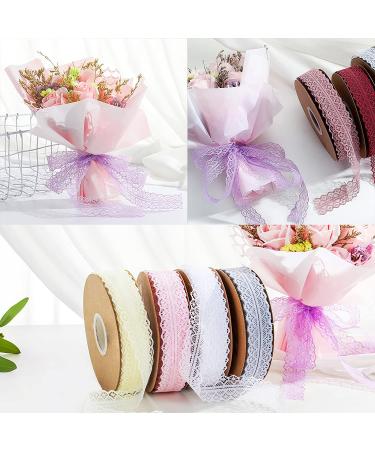 Nsilu Floral Lace Ribbon Trim - 1 Inch Wide White Fabric for Sewing, Crafts, Hair Bows, Gift Wrapping - 50 Yards - Buy Online on GoSupps.com