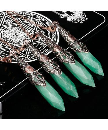 Kyeygwo Green Aventurine Reiki Healing Stone Pendulum Necklace | Vintage Chain Gemstone Quartz for Divination & Meditation - Perfect for Men & Women - Buy Online on GoSupps.com