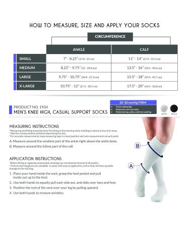 Truform Compression Socks 20-30 mmHg for Men | Knee High Over Calf Length Black - X-Large (1 Pair) | Best Gym Socks for Comfort & Support - Buy Online on GoSupps.com