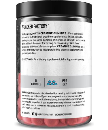 Jacked Factory Creatine Gummies 5g Daily Dose (1g per Gummy) - Creatine Gummy for Men and Women Vegan-Friendly Travel-Friendly Third-Party Tested - 150 Gummies Blue Raspberry Blue Raspberry 150 Gummies (Pack of 1) - Buy Online on GoSupps.com