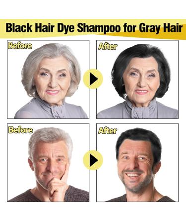 RUNBEN 3 in 1 Black Hair Dye Shampoo - Herbal Gray Hair Coverage for Women & Men Natural Plant Formula - 500ML - Buy Online on GoSupps.com