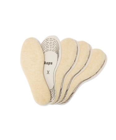 Kaps Winter Shoe Insoles for Kids 4 Pairs of Cut to Size Sheep Wool Inserts for Kids Shoes and Boots Warm and Soft 4 Pair Pack