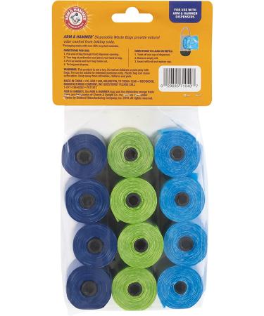 Arm & Hammer Easy-Tear Disposable Dog Poop Bag Refills - 180 Bags, Fresh Scent, Odor Control - Assorted Colors - Buy Online on GoSupps.com
