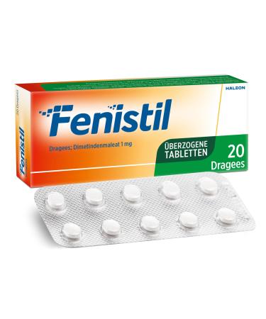 Fenistil Dragees Dimetindenmaleat 1 mg per covered tablet relieves symptoms with allergic runny nose and chicken -associated itching 20 hours (1 Pack)