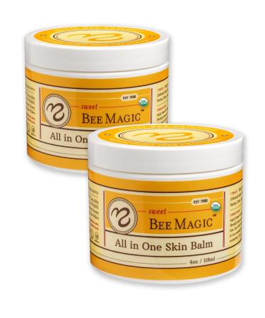 Sweet Bee Magic All In One Healing Skin Cream. Organic Skin Balm Skin Aid Small Batch Crafted in the USA Certified Organic All Natural Skin Aid- 2-4 Ounce Jars (8 Ounces)