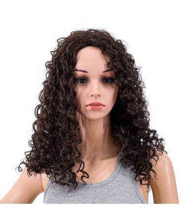 SWACC 20-Inch Long Big Bouffant Curly Wig for Women | Dark Brown-4# | Heat Resistant Synthetic Fiber | Includes Wig Cap - Buy Online on GoSupps.com