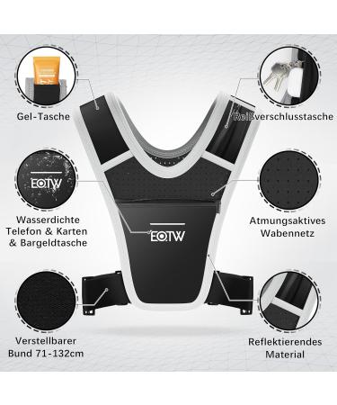 Reflective Running Vest for Men & Women | Adjustable Waterproof Smartphone Holder | Eotw Jogging Vest (Black) - Buy Online on GoSupps.com