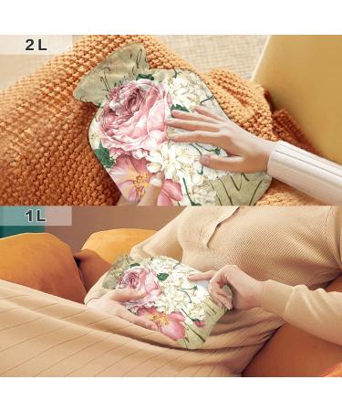 Hot Water Bottle 2L with Vintage Rose Cover | Floral Pain Relief Bag for Winter Warmth - Buy Online on GoSupps.com
