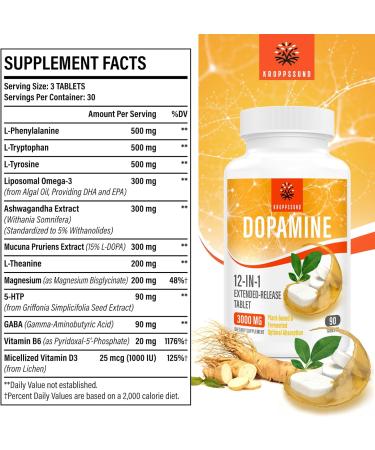 Kroppssund Natural Dopamine Supplement - Boost Mood & Focus - 90 Tablets - International Shipping Available - Buy Online on GoSupps.com