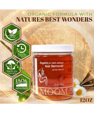 MOOM Organic Hair Remover Waxing Kit Refill - Tea Tree Oil & Lemon Juice Infused, 12 oz - Natural Sugar Glaze for Bikini Leg Eyebrow & Body - Buy Online on GoSupps.com
