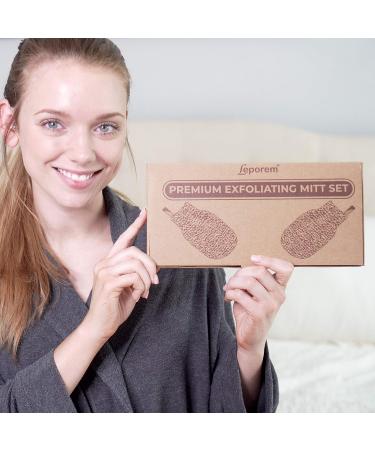 2 PCS Exfoliating Mitt Set - Natural Spa Body Scrubber for Deep Cleansing | Bath and Shower Exfoliation Gloves for Men and Women - Vegetable Fiber - Buy Online on GoSupps.com