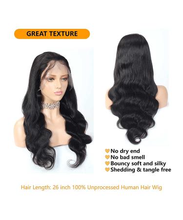 Mesariel 22 Inch Body Wave 13x4 Lace Front Human Hair Wig | HD Lace Pre Plucked with Baby Hair | 150% Density Brazilian Wigs for Black Women - Buy Online on GoSupps.com