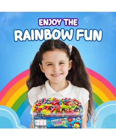 Sweetzone Rainbow Mini Pencils Tub - 350pc 805g Halal Candy Sticks | Bulk American & British Sweets for Sweet Enthusiasts - Buy Online on GoSupps.com