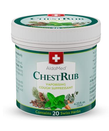 AldaMed ChestRub Massage Gel Ointment Anti-Cough Su pressant with 20 Swiss Herbs (Incl. amphor) 4.23 fl. oz. (Chest Rub Against Cough)