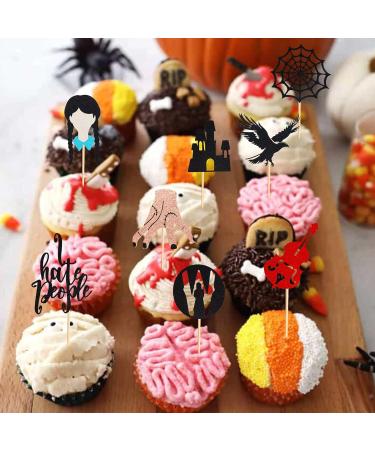 Arthsdite 24Pcs Horror Wednesday Addams Cupcake Toppers Thing Hand Black Eagle I Hate People Cobweb Castle Girl Addams Family Cupcake Picks for Fantasy Wednesday Birthday Party Cake Decorations - Buy Online on GoSupps.com