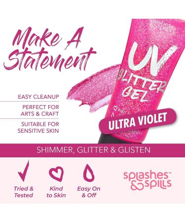 UV Glitter Body Paint Gel Set - 4 Colors - 10ml Tubes - Glowing Effect - For Girls, Women, Adults - Dress Up, Festival, Halloween - by Splashes and Spills - Buy Online on GoSupps.com