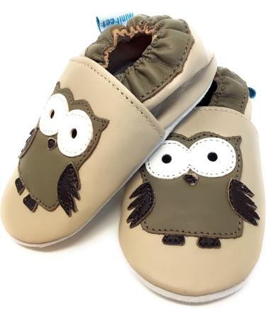 MiniFeet Premium Soft Leather Baby Shoes - Buy 4 Pairs, Get 1 Free! | Toddler Shoes for Ages 0-6 Months to 4-5 Years - Beige Owl Design - Buy Online on GoSupps.com