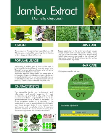 Nativilis Jambu Spilanthol Amazonian Bioactive Oil Spilanthes Acmella Oleracea Extract 100% Natural Pure Botox Alternative - Relax facial muscles skin firmness antioxidant properties Copaiba - 30 ml - Buy Online on GoSupps.com