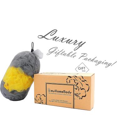 70g Loofah Sponge Set - Exfoliating Bath Scrubber with Activated Charcoal | 3 Pack for Men & Women - Ultimate Gray & Illuminating Yellow - Buy Online on GoSupps.com