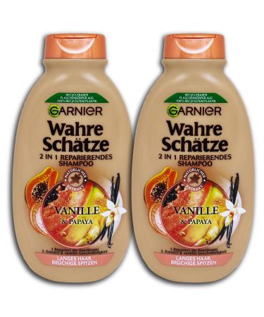 Gmbh Garnier - True Treasures - Pack of 2 2-in-1 Repairing Shampoos with Vanilla and Papaya - 2 x 250 ml