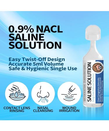 Hiins 0.9% Saline Solution for Nebulizer and Airway Moisturizing Sodium Chloride 0.9% for Nose & Eyes Gentle Nasal Cleanse for Adults and All Ages Sterile 5ml Vials 50 Count - Buy Online on GoSupps.com