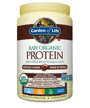 Garden of Life Raw Organic Protein Chocolate 664g. Packed with 22 Grams of Certified Organic Plant Protein including organic peas grown and processed in Canada. Assists in building and repairs muscles. Loaded with 14 organic sprouted grains seeds and legu