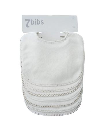 Baby's Double Layer of Cotton Soft Absorbent Drooling Bibs (7 Pieces) (White-Waterproof)